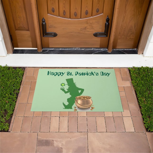 HAPPY ST. PATRICK'S DAY LEPRECHAUN  DOORMAT (Outdoor)