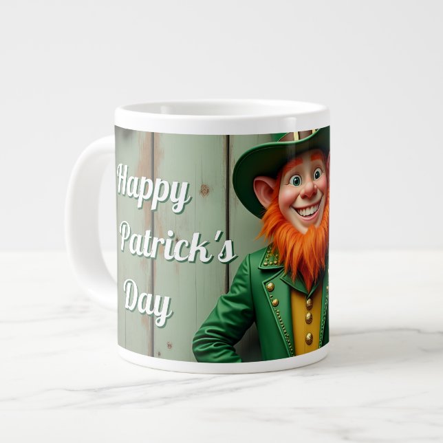Happy St. Patrick's Day Leprechaun Giant Coffee Mug (Front Left)