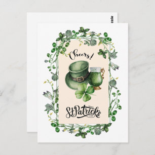 Happy St. Patrick's Day. Leprechaun Hat Green Beer Postcard