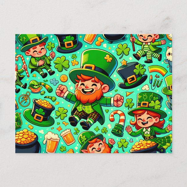Happy St. Patrick's Day Leprechaun  Holiday Postcard (Front)