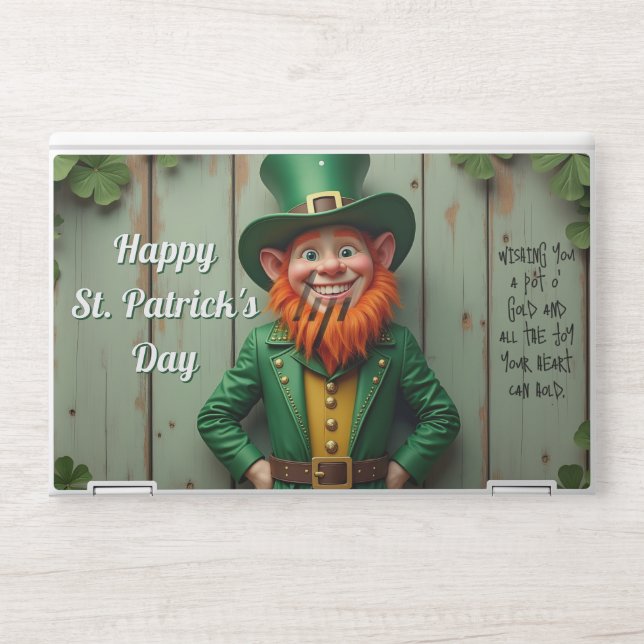 Happy St. Patrick's Day Leprechaun HP Laptop Skin (Front)