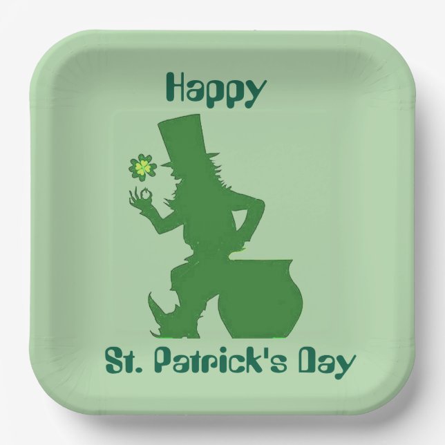 HAPPY ST. PATRICK'S DAY LEPRECHAUN  PAPER PLATES (Front)