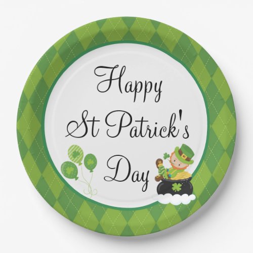 Happy St Patricks Day Leprechaun Party Paper Plates