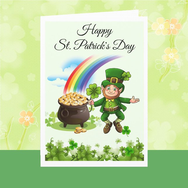 Happy St. Patrick's Day Leprechaun Rainbow Custom  Card (Creator Uploaded)