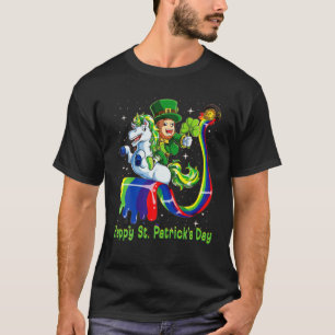 Happy St Patrick's Day Leprechaun Riding Unicorn T-Shirt