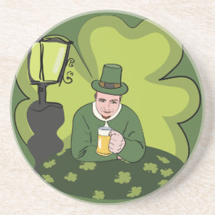 "HAPPY ST. PATRICK'S DAY" LEPRECHAUN SANDSTONE COASTER
