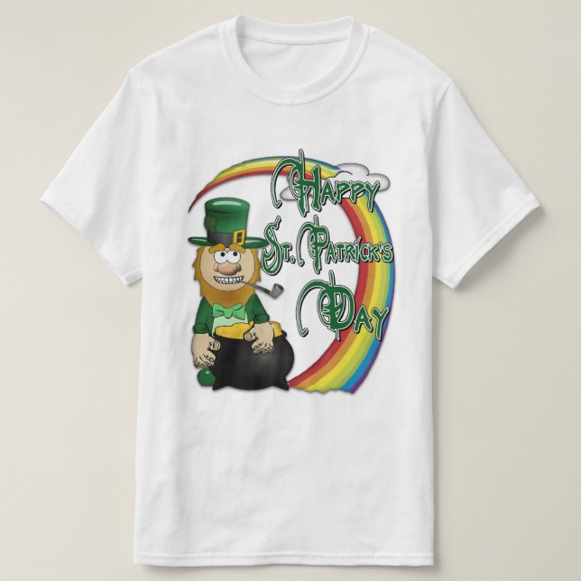 Happy St Patricks Day Leprechaun T-Shirt (Design Front)
