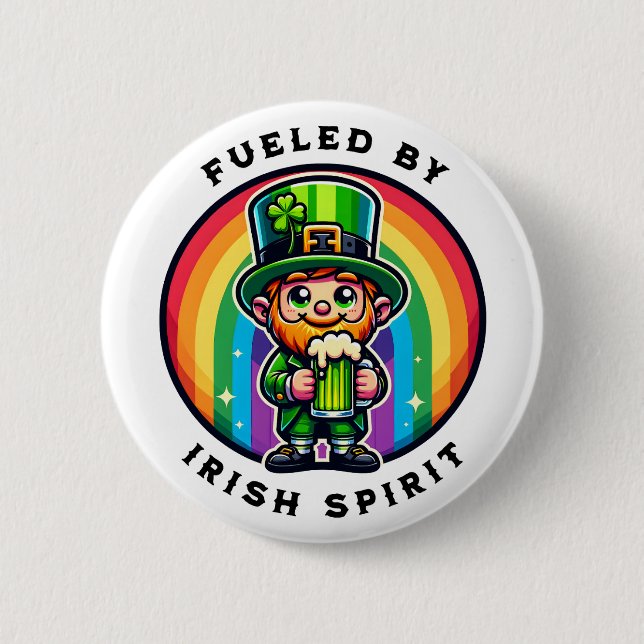 Happy St Patrick's Day Leprechaun with Green Beer Button (Front)