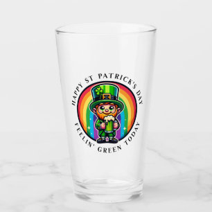 Happy St Patrick's Day Leprechaun with Green Beer Glass