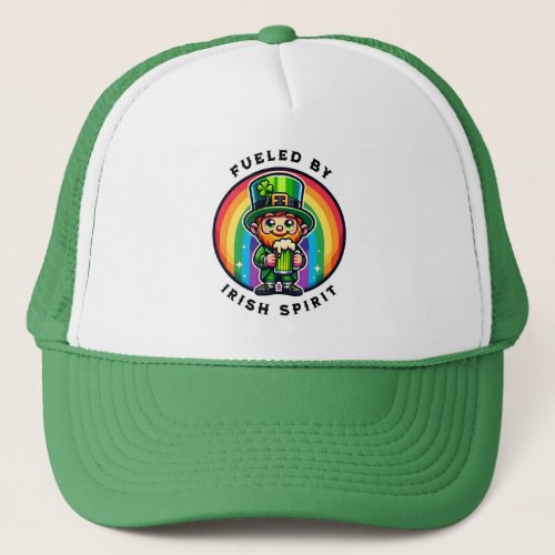 Happy St Patricks Day Leprechaun with Green Beer Trucker Hat