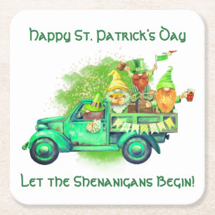 Happy St. Patrick's Day, Let the Shenanigans Begin Square Paper Coaster