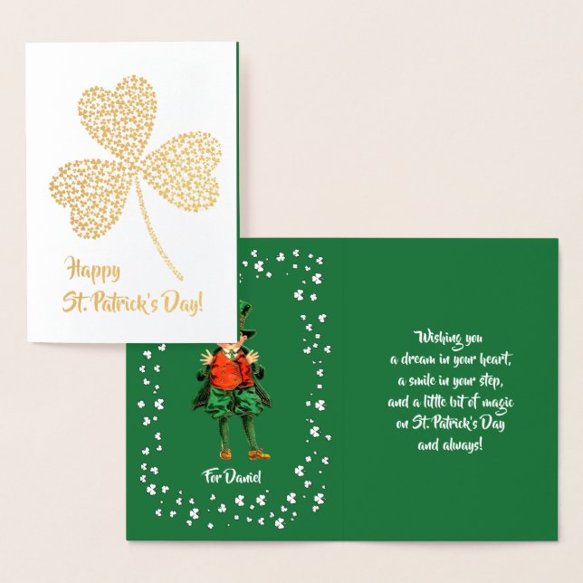 Happy St. Patrick's Day. Little Irish Boy Foil Card (Display)