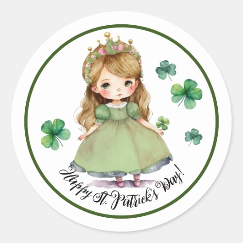 Happy StPatricks Day  Little Irish Princess Classic Round Sticker