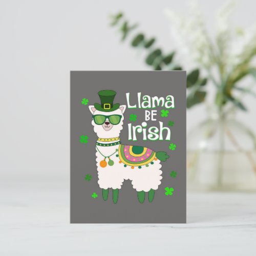 Happy St Patricks Day Llama postcard