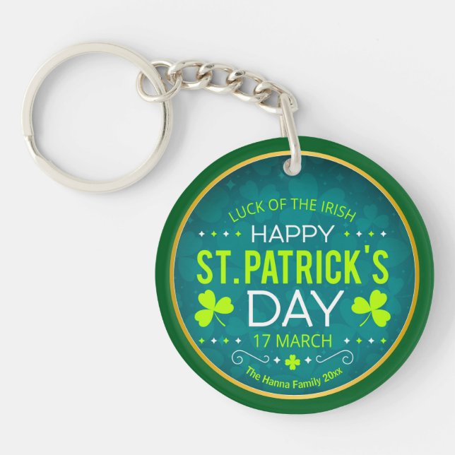 HAPPY ST. PATRICK'S DAY, "LUCK OF THE IRISH" KEYCHAIN (Front)