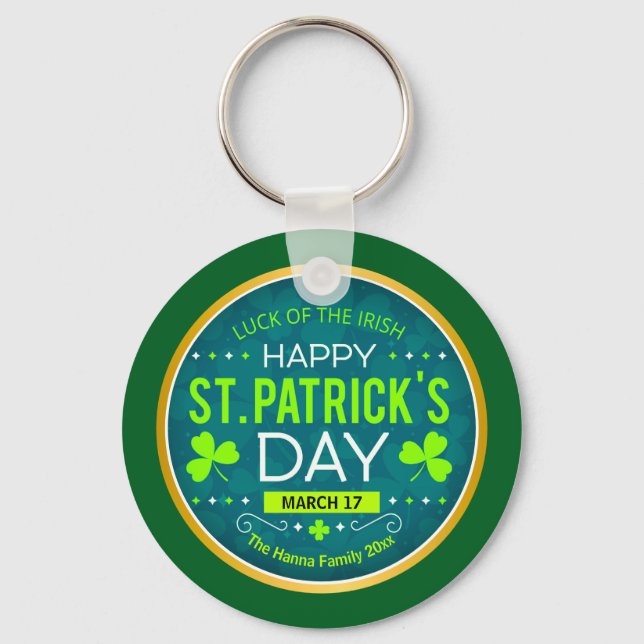 HAPPY ST. PATRICK'S DAY, "LUCK OF THE IRISH" KEYCHAIN (Front)