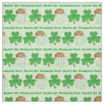 Happy St. Patrick's Day Lucky Green Shamrocks Beer Fabric