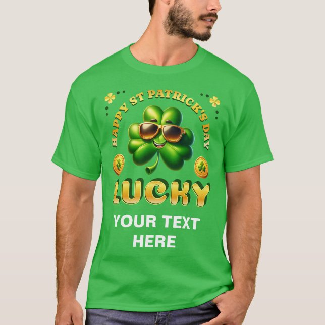 Happy St Patrick's Day Lucky Irish Shamrocks Coins T-Shirt (Front)