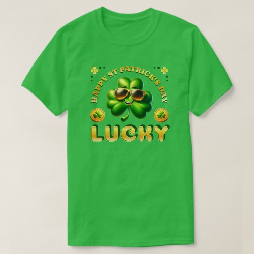 Happy St Patricks Day Lucky Irish Shamrocks Coins T_Shirt