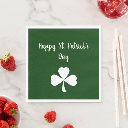 Happy St Patricks Day Lucky Shamrock Green Napkins