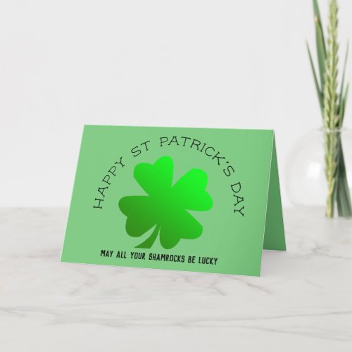 Happy St Patricks Day lucky shamrock personalised Holiday Card