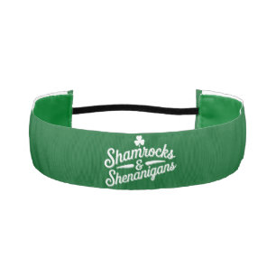 Happy St Patricks Day Lucky Shamrock&Shenanigans Athletic Headband