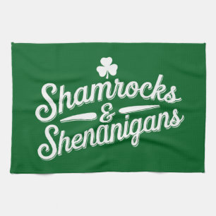 Happy St Patricks Day Lucky Shamrock&Shenanigans Kitchen Towel