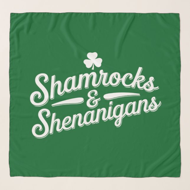 Happy St Patricks Day Lucky Shamrock&Shenanigans Scarf (Front)