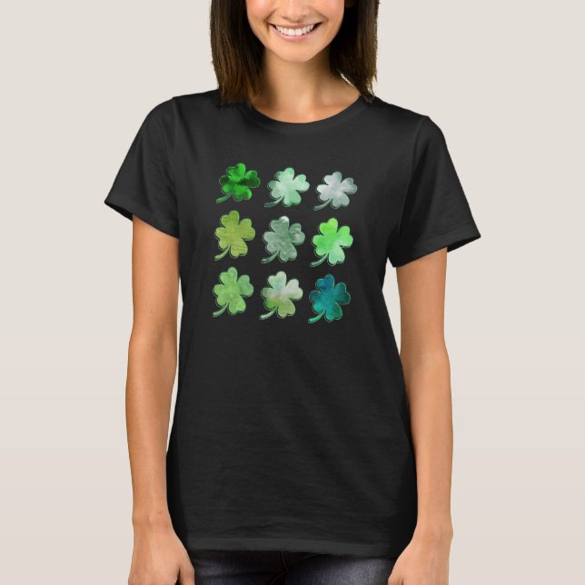 Happy St Patricks Day Lucky Shamrocks Four Leaf Cl T-Shirt (Front)