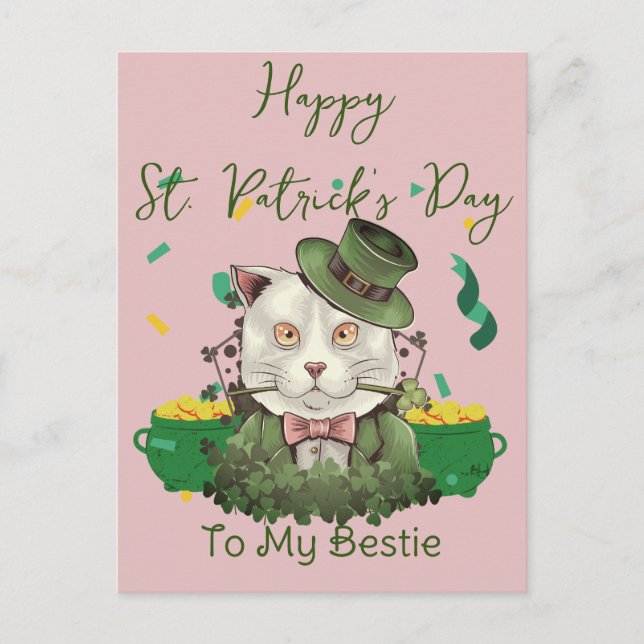 Happy St. patrick's day Lucky Shamrocks Simple  Holiday Postcard (Front)
