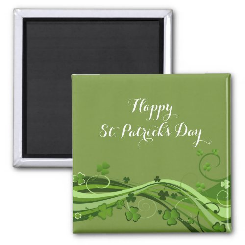 Happy St Patricks Day Magnets Floral Clovers