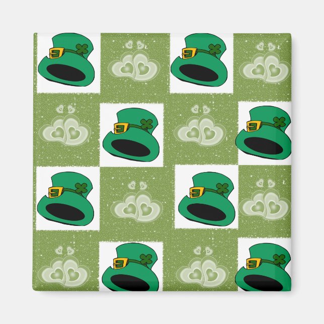 Happy St. Patrick's Day Magnets Hats Hearts (Front)