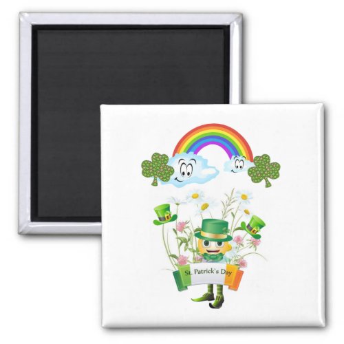 Happy St Patricks Day Magnets Rainbow