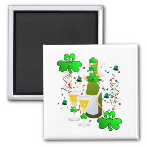 Happy St Patricks Day Magnets Shamrock Wine