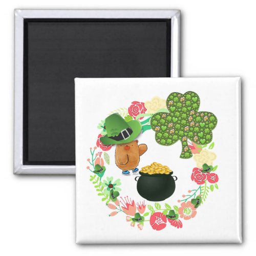 Happy St Patricks Day Magnets Teddy Bear Floral