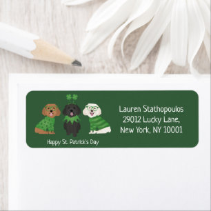 Happy St Patricks Day Maltipoo Dogs Label