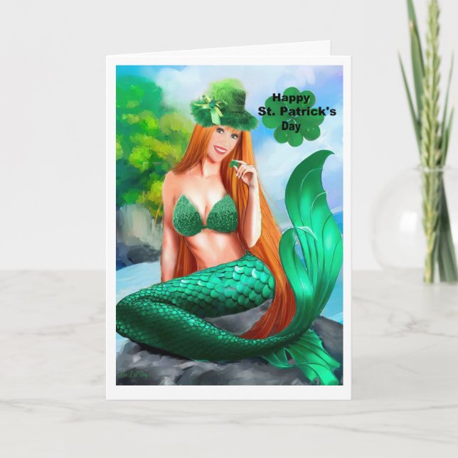 Happy St. Patrick's Day Mermaid card (Front)