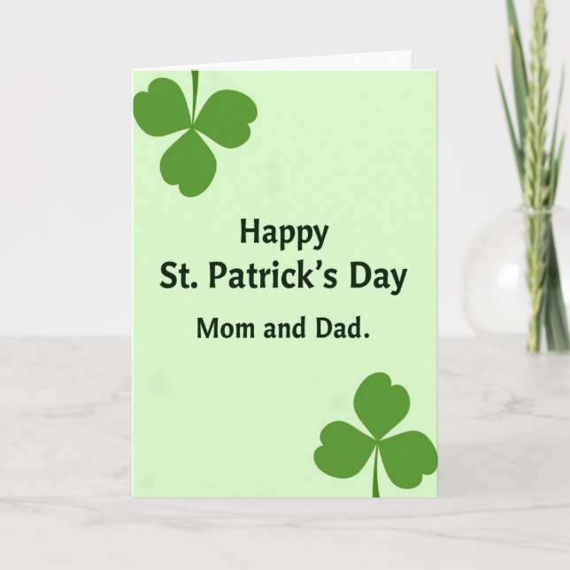 Happy St Patricks Day Mom Dad Card (Front)