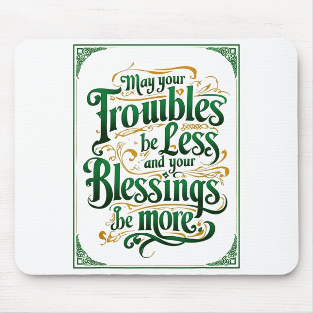 Happy St. Patrick's Day Motivational Quote Apparel Mouse Pad (Front)