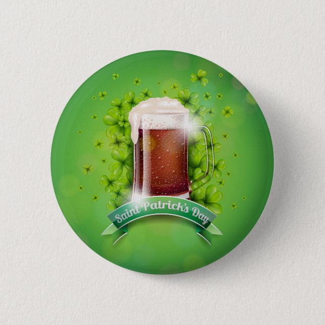 Happy St. Patrick's Day Mug of Beer Button (Front)