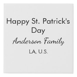 Happy st. Patrick's day name family place simple g Faux Canvas Print