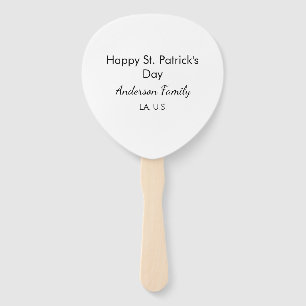 Happy st. Patrick's day name family place simple g Hand Fan