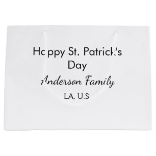 Happy st. Patrick's day name family place simple g Large Gift Bag