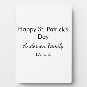 Happy st. Patrick's day name family place simple g Plaque