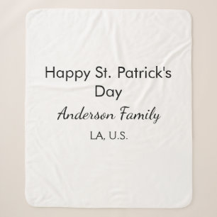 Happy st. Patrick's day name family place simple g Sherpa Blanket