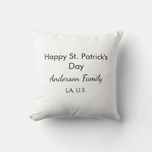 Happy st. Patrick's day name family place simple g Throw Pillow