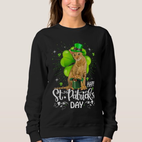 Happy St Patricks Day Oriental Cat Shamrock Lucky Sweatshirt