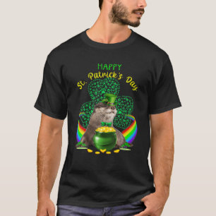 Happy St Patricks Day Otter Leprechaun Hat Shamroc T-Shirt