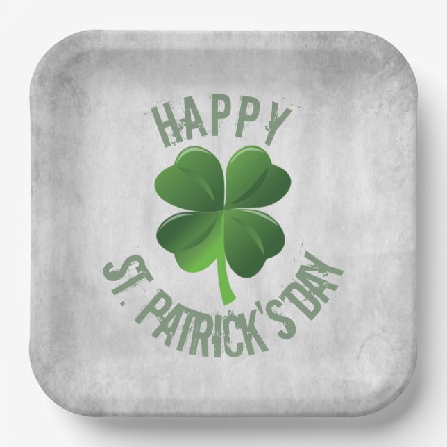 Happy St. Patrick's Day Paper Plate (Front)