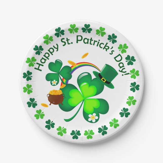 Happy St. Patrick's Day Paper Plates (Front)